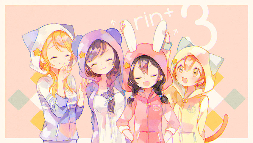 tojo nozomi, yazawa nico, ayase eli, and hoshizora rin (love live! and 1 more) drawn by pechika