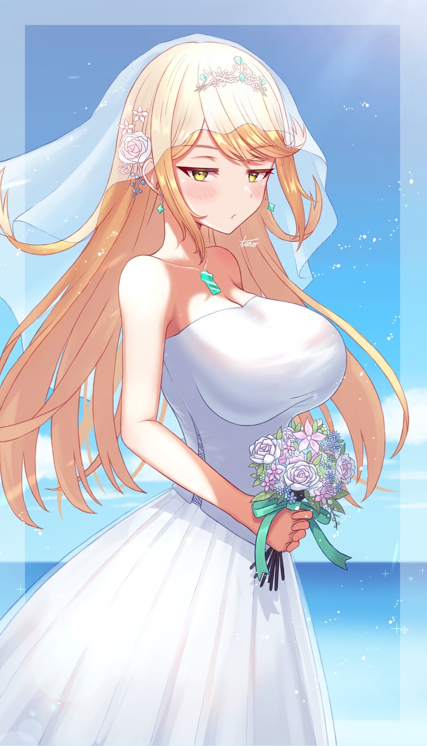 mythra (xenoblade chronicles and 1 more) drawn by taro_(peach_taro51)