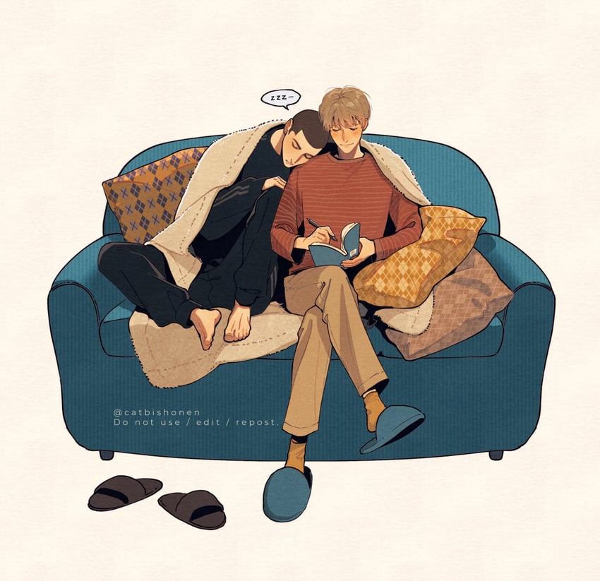 adam parrish and ronan lynch (the raven cycle) drawn by catbishonen