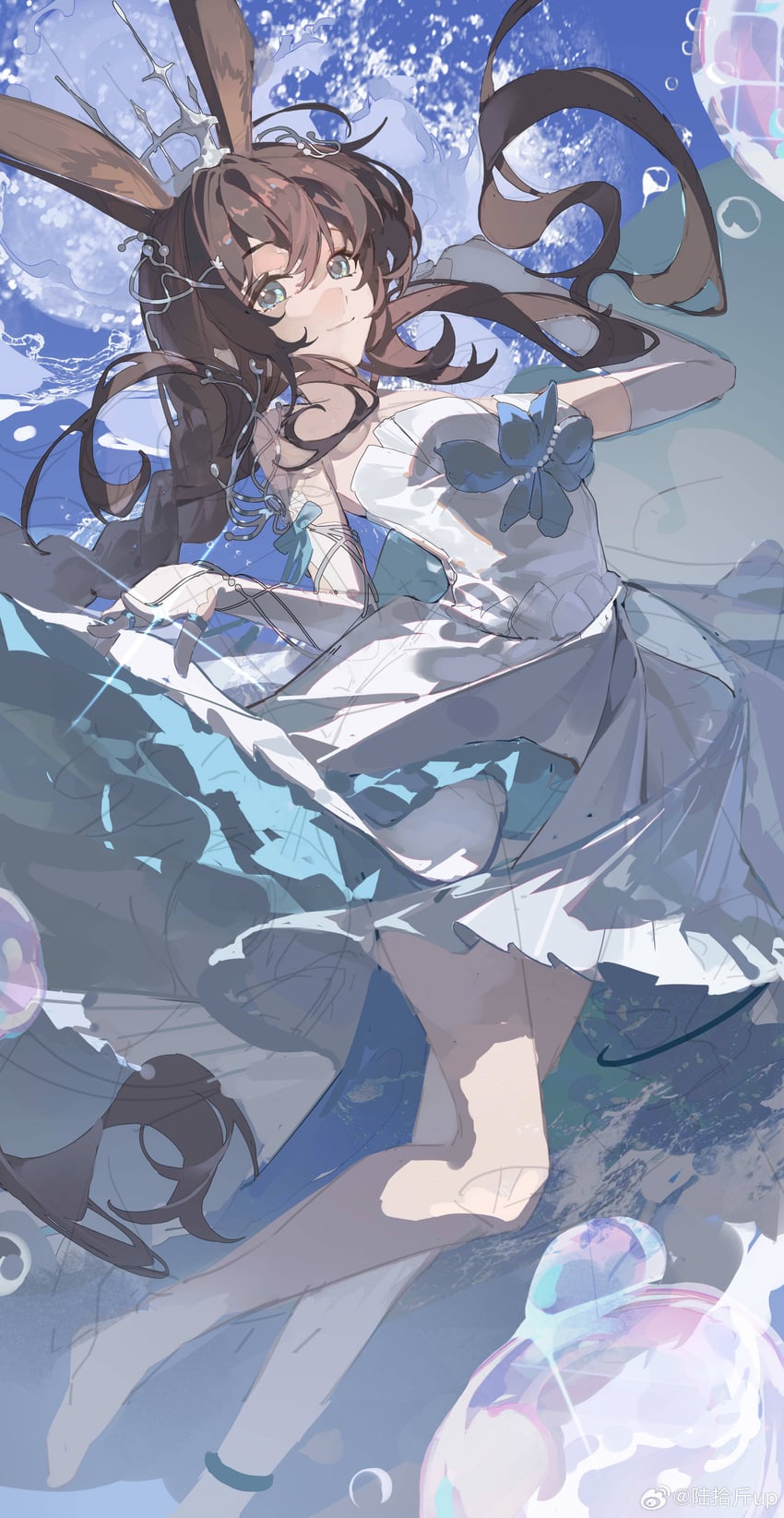 amiya (arknights and 1 more) drawn by lushi_jin_up
