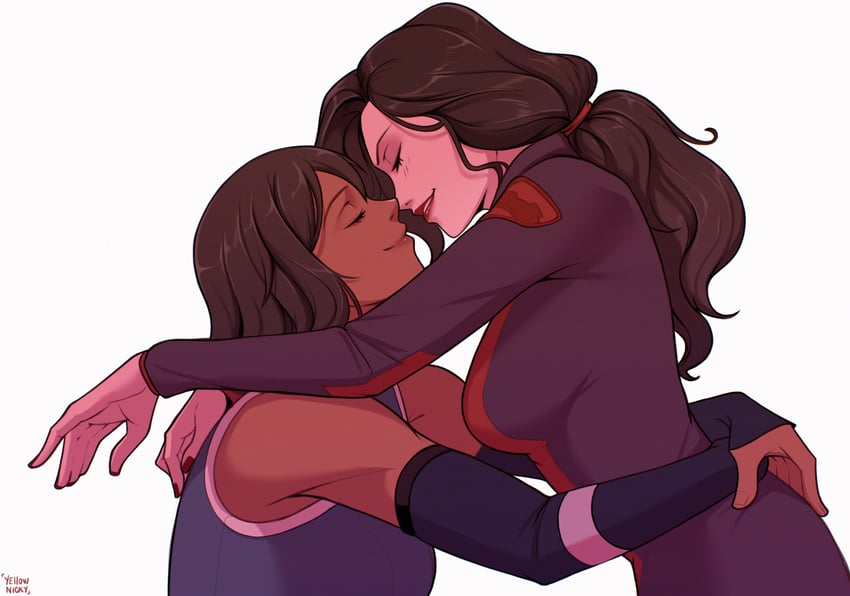korra and asami sato (avatar legends and 1 more) drawn by yellow_nicky