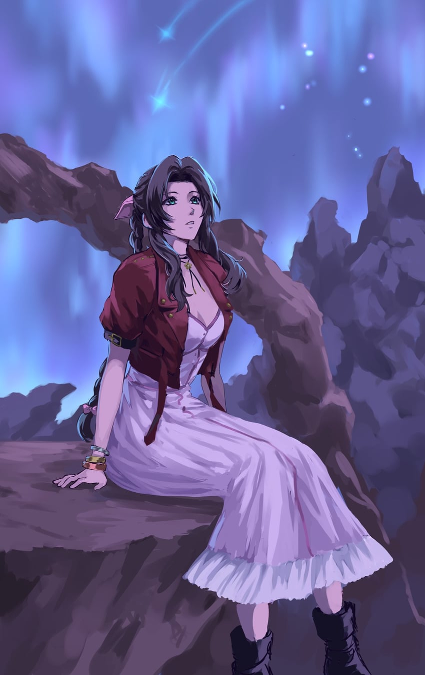 aerith gainsborough (final fantasy and 3 more) drawn by kivavis