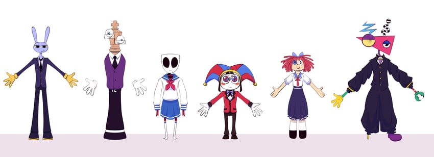 jax, ragatha, caine, gangle, kinger, and 1 more (the amazing digital circus and 1 more) drawn by nezhahah