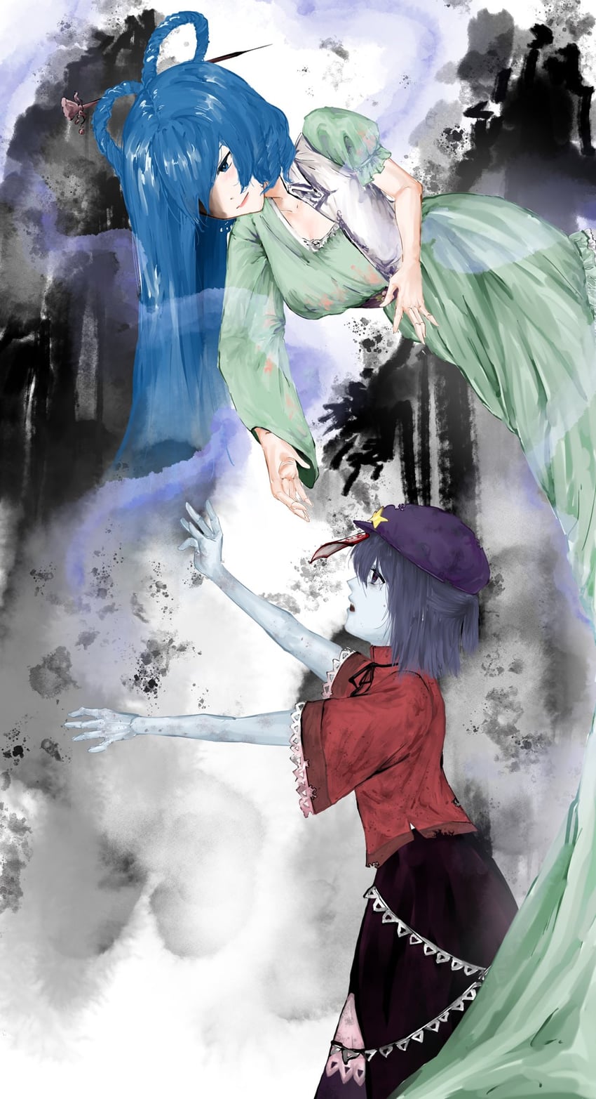 kaku seiga and miyako yoshika (touhou) drawn by 26_touhou