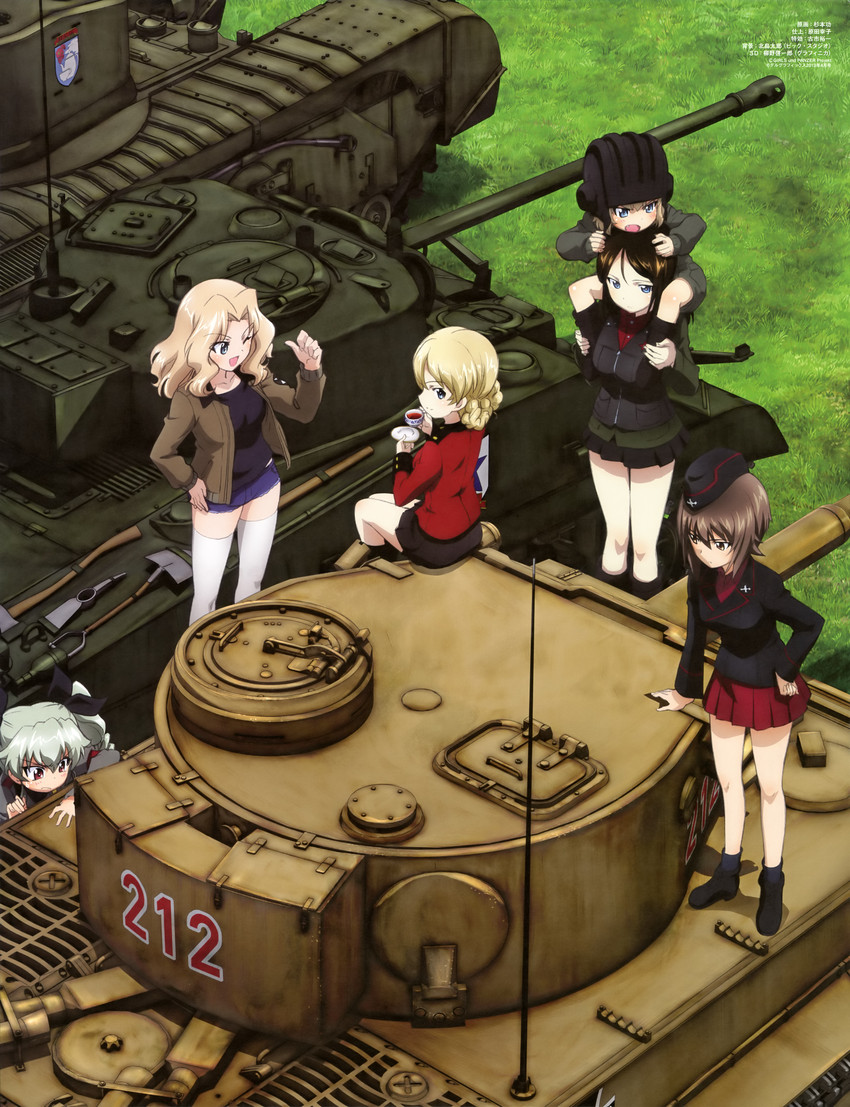 darjeeling, nishizumi maho, anchovy, kay, katyusha, and 1 more (girls und panzer) drawn by sugimoto_isao