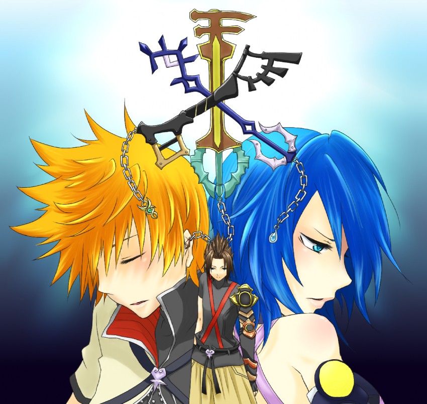 aqua, ventus, and terra (kingdom hearts and 1 more) drawn by genkisi