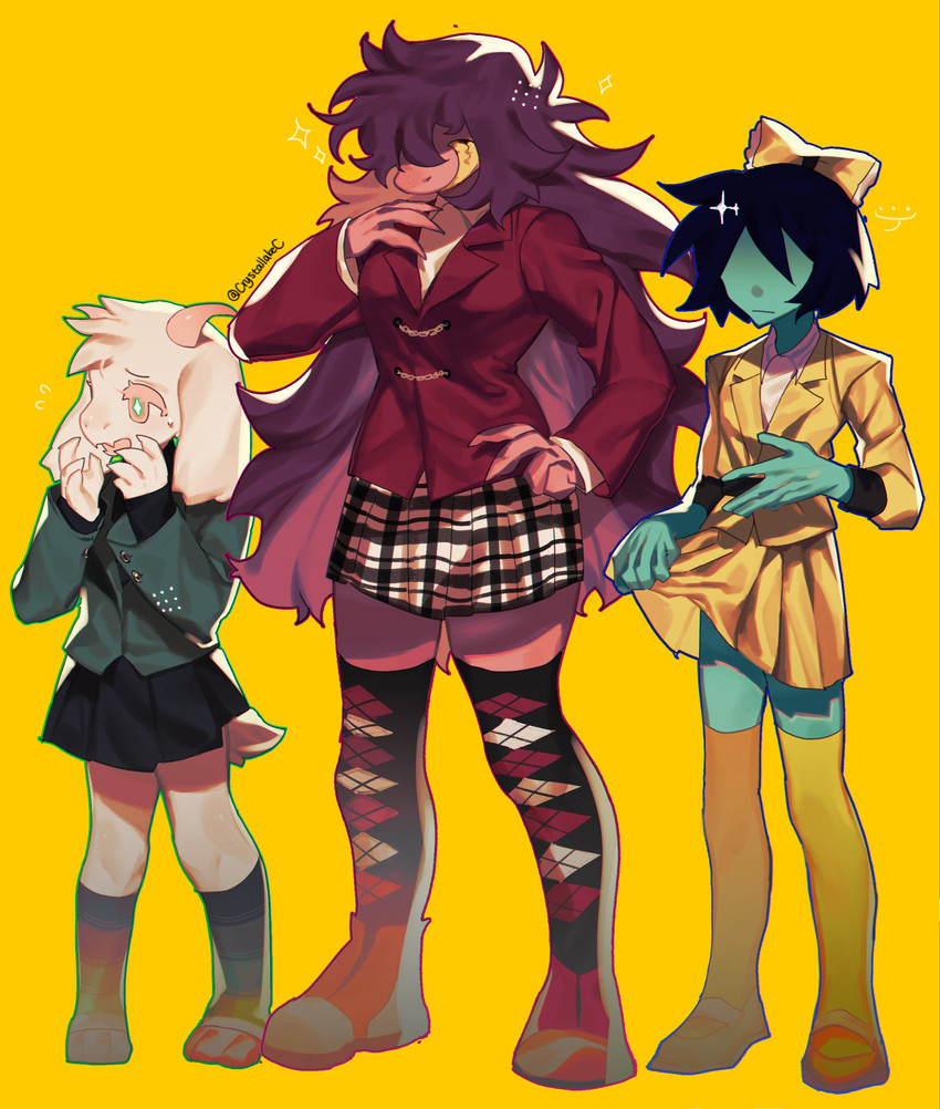 kris, ralsei, susie, heather duke, heather macnamara, and 1 more (deltarune and 2 more) drawn by crystallakec