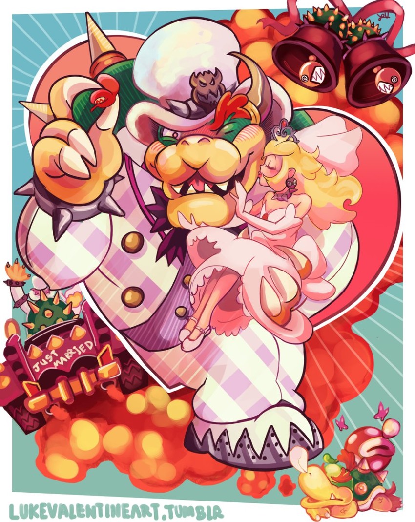 princess peach, bowser, piranha plant, and chain chomp (mario and 1 more) drawn by luke_valentine_(artist)