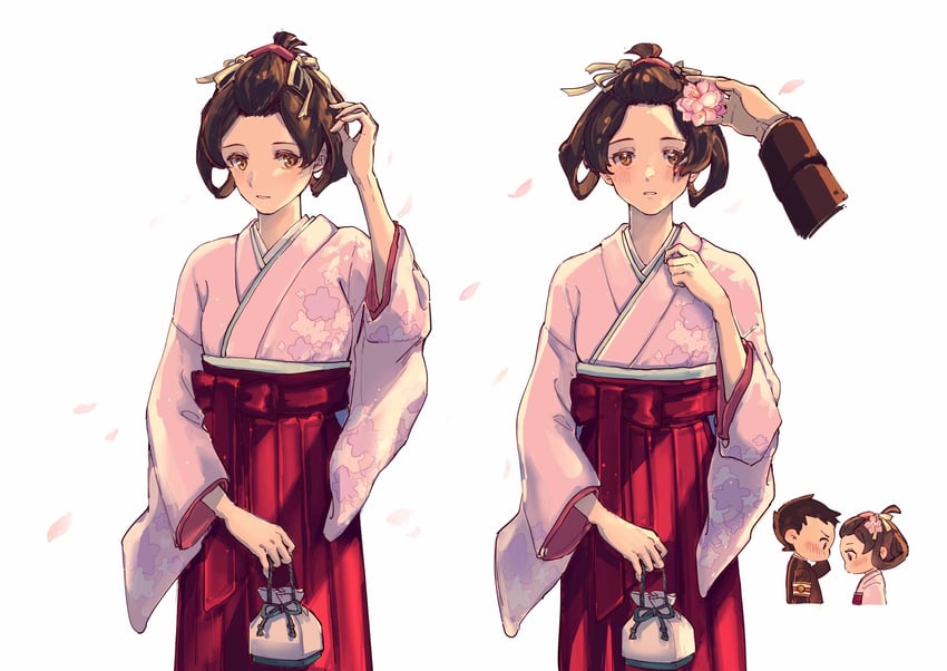 ryunosuke naruhodo and susato mikotoba (ace attorney and 1 more) drawn by ringo_orihara