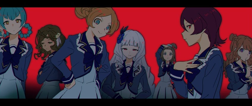 shirogane lily, ashida yuuri, katsura miki, sakamoto arisa, and akashi saya (aikatsu! and 1 more) drawn by shiontaso