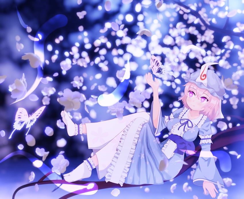 saigyouji yuyuko and saigyou ayakashi (touhou and 1 more) drawn by curly_crow