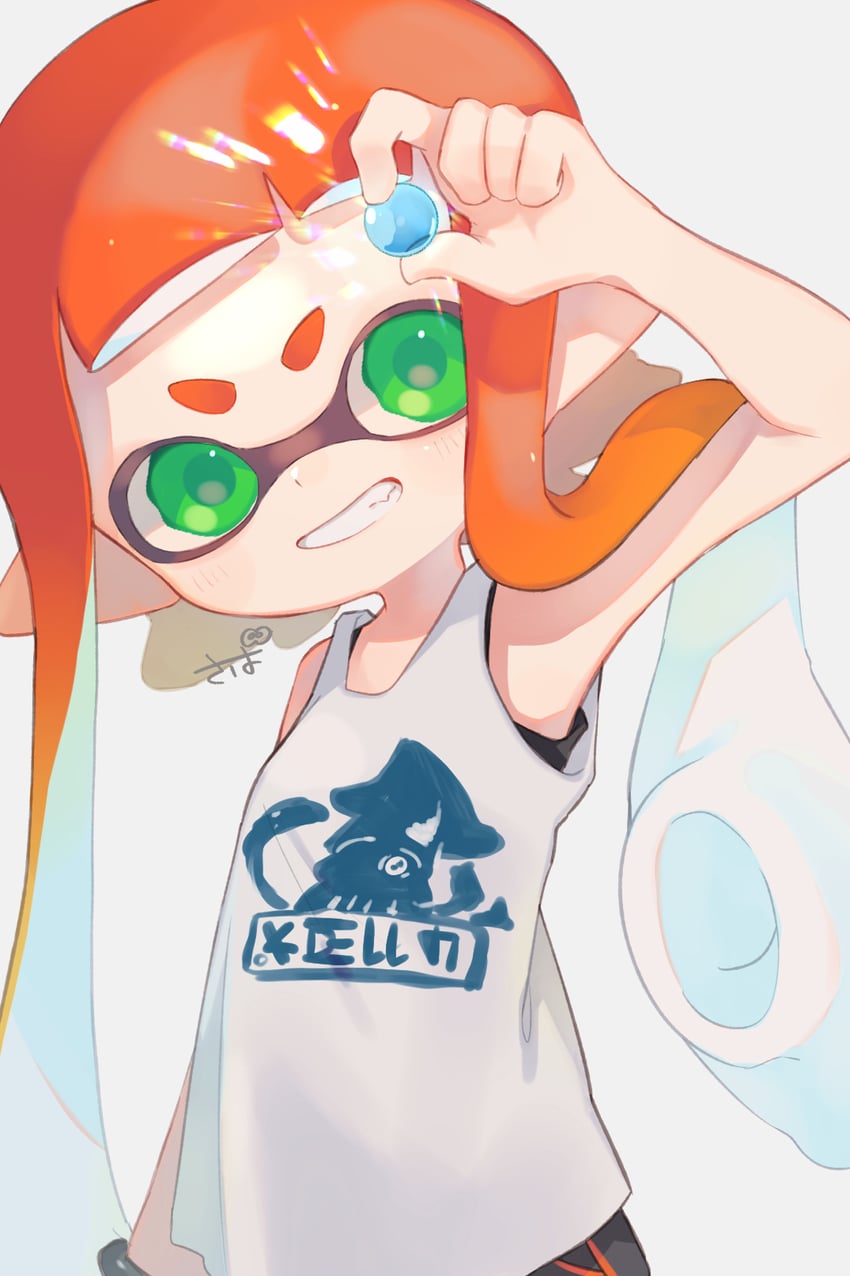 inkling player character and inkling girl (splatoon) drawn by sabata_saba