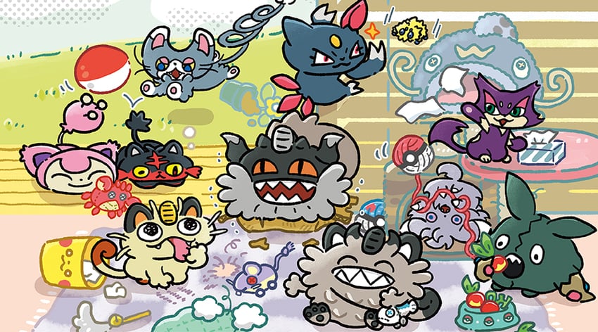 pikachu, meowth, litten, skitty, joltik, and 11 more (pokemon) drawn by takahashi_kino