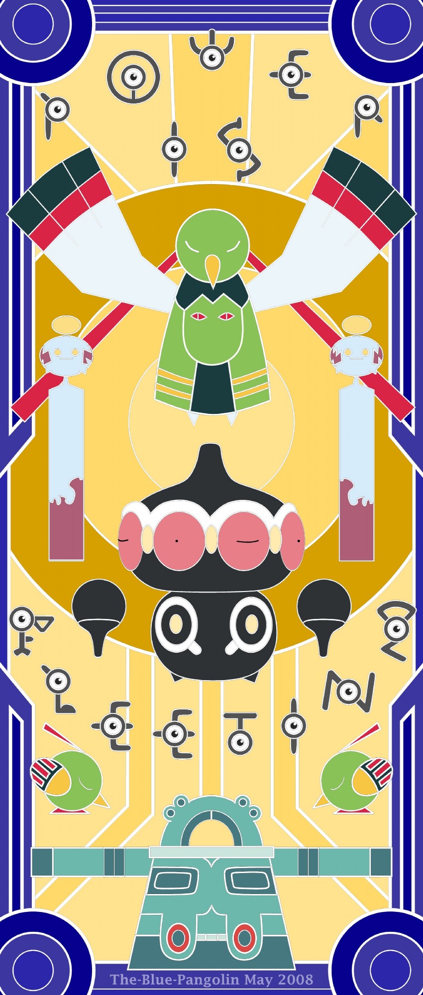 natu, unown, chimecho, xatu, unown e, and 13 more (pokemon) drawn by the-blue-pangolin