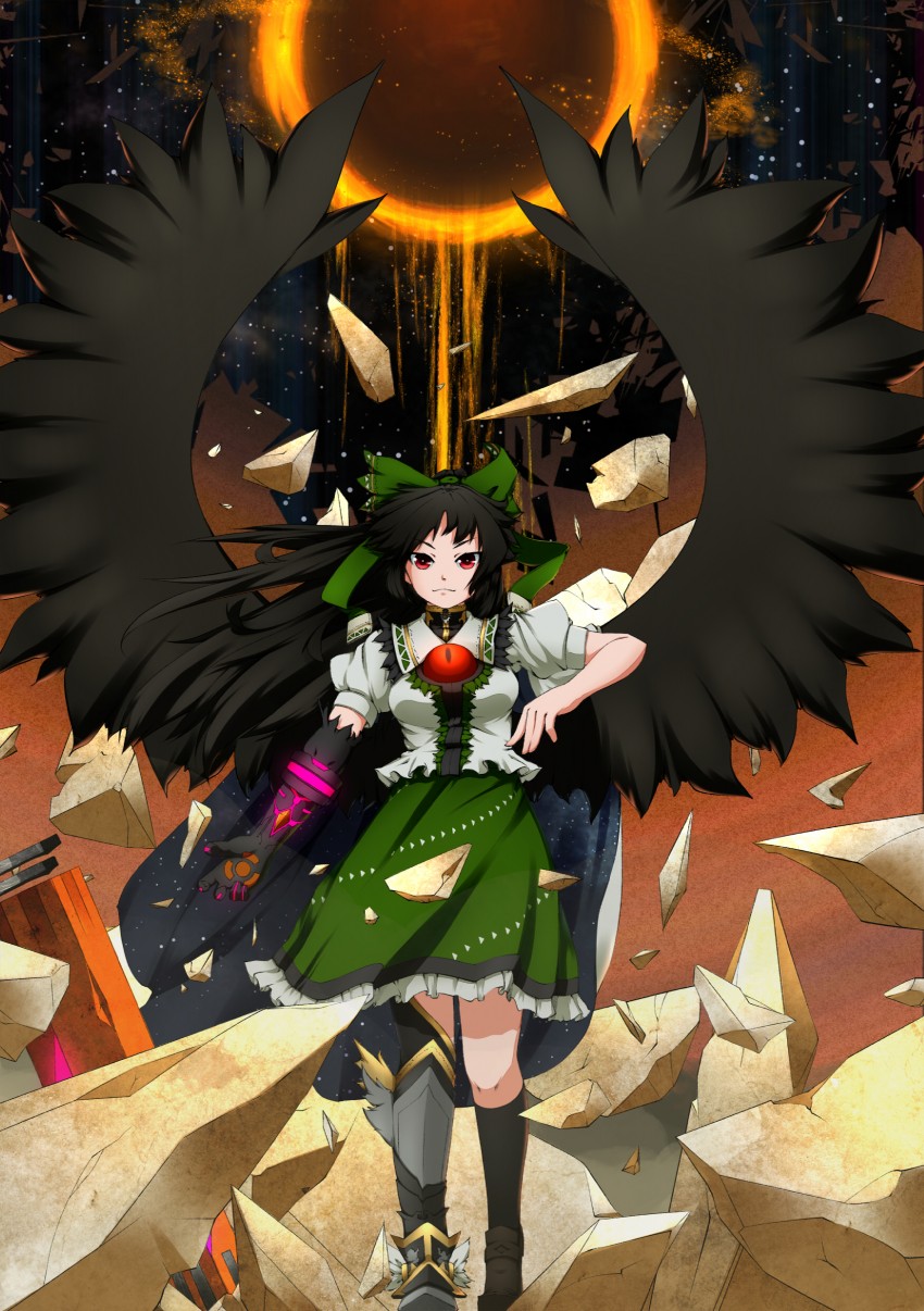reiuji utsuho (touhou) drawn by hullzion