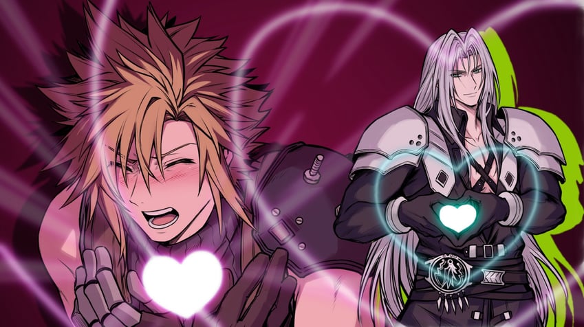 cloud strife and sephiroth (final fantasy and 4 more) drawn by frogccc333