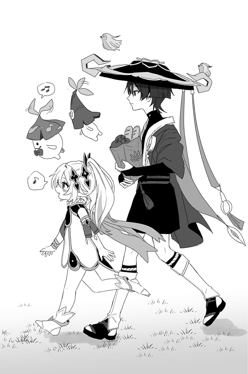scaramouche, nahida, and wanderer (genshin impact) drawn by no6_gnsn