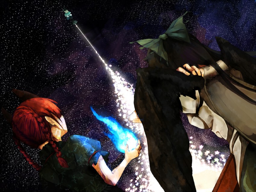 kirisame marisa, kaenbyou rin, and reiuji utsuho (touhou) drawn by tokoroten_(hmmuk)