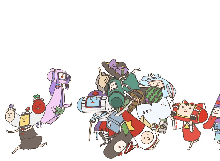 hakurei reimu, kirisame marisa, konpaku youmu, patchouli knowledge, saigyouji yuyuko, and 8 more (touhou and 1 more) drawn by ume_(noraneko)