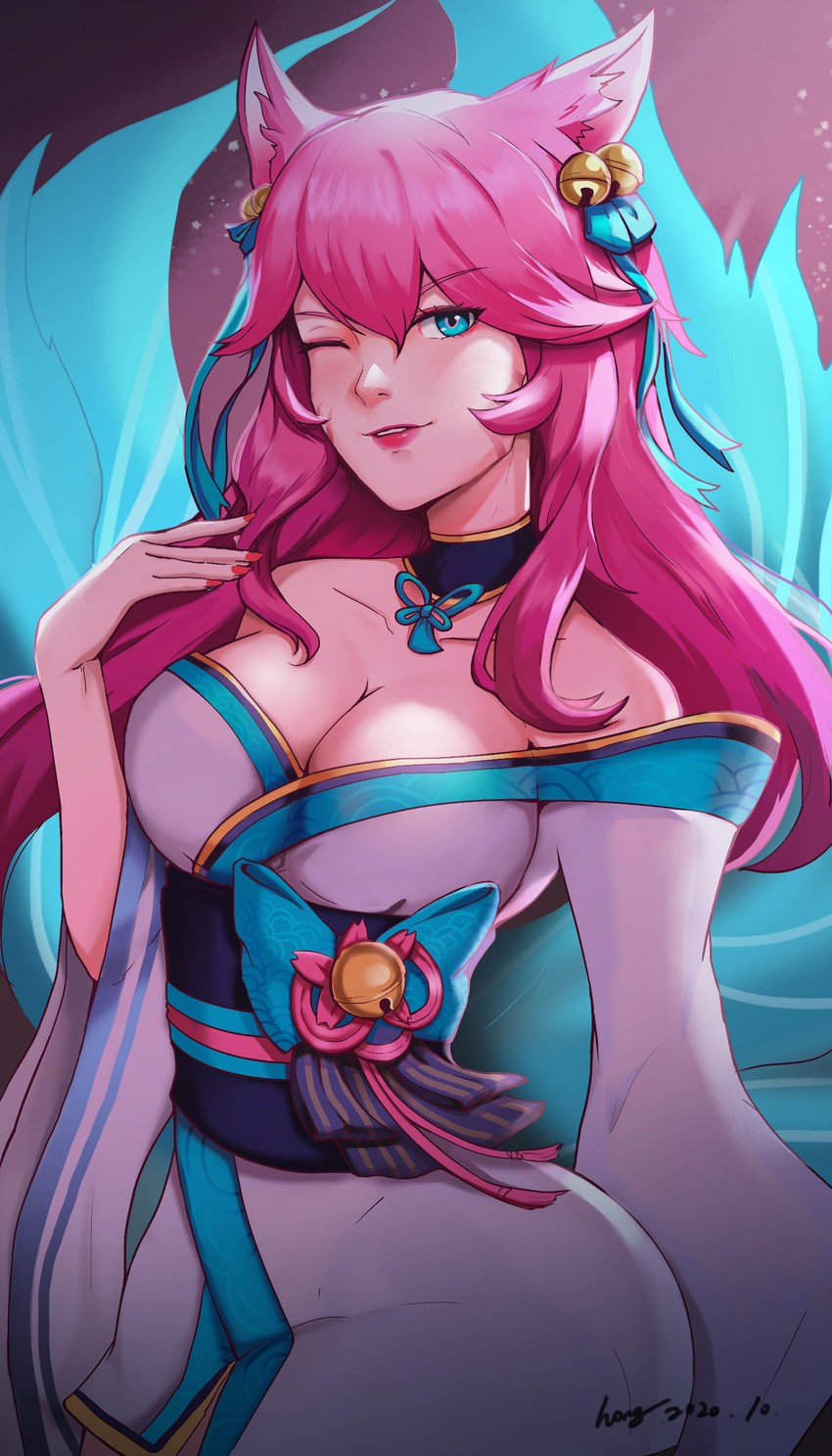 ahri and spirit blossom ahri (league of legends) drawn by hongweiyueyueniao
