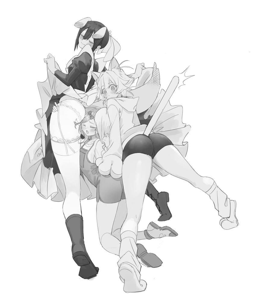 meido mei, momi momiji, and nekonari tama (kimi no koto ga dai dai dai dai daisuki na 100-nin no kanojo) drawn by hornfelstone