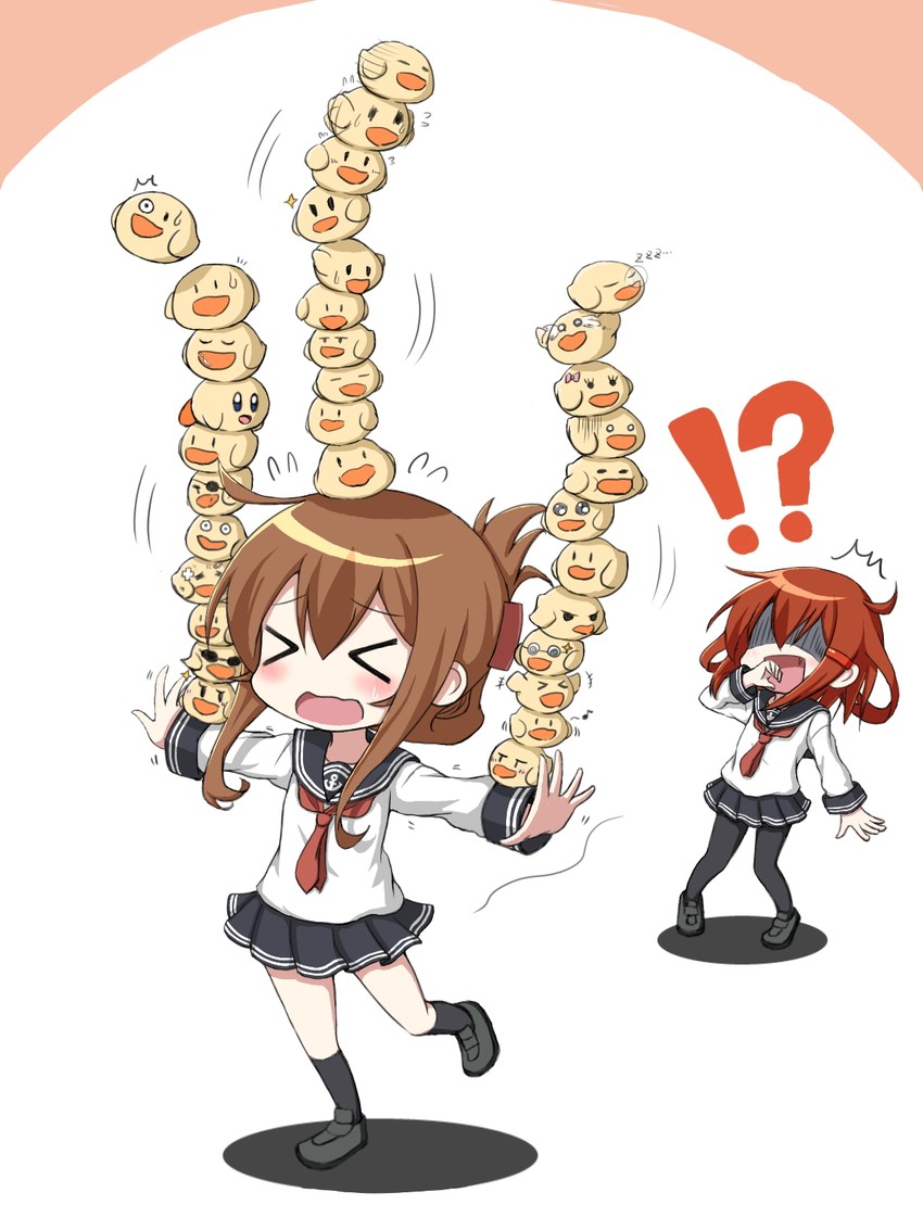 inazuma, ikazuchi, and kirby (kantai collection and 1 more) drawn by yakitori_(yakitori06)