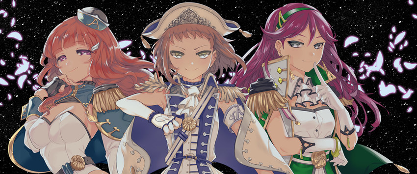 kira tsubasa, yuki anju, and todo erena (love live! and 1 more) drawn by gj
