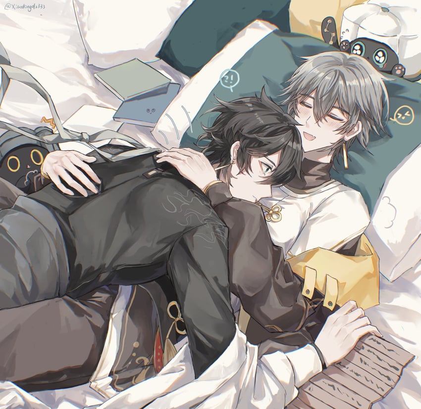 trailblazer, caelus, and dan heng (honkai and 1 more) drawn by fuyu_(xiaodongd2333)