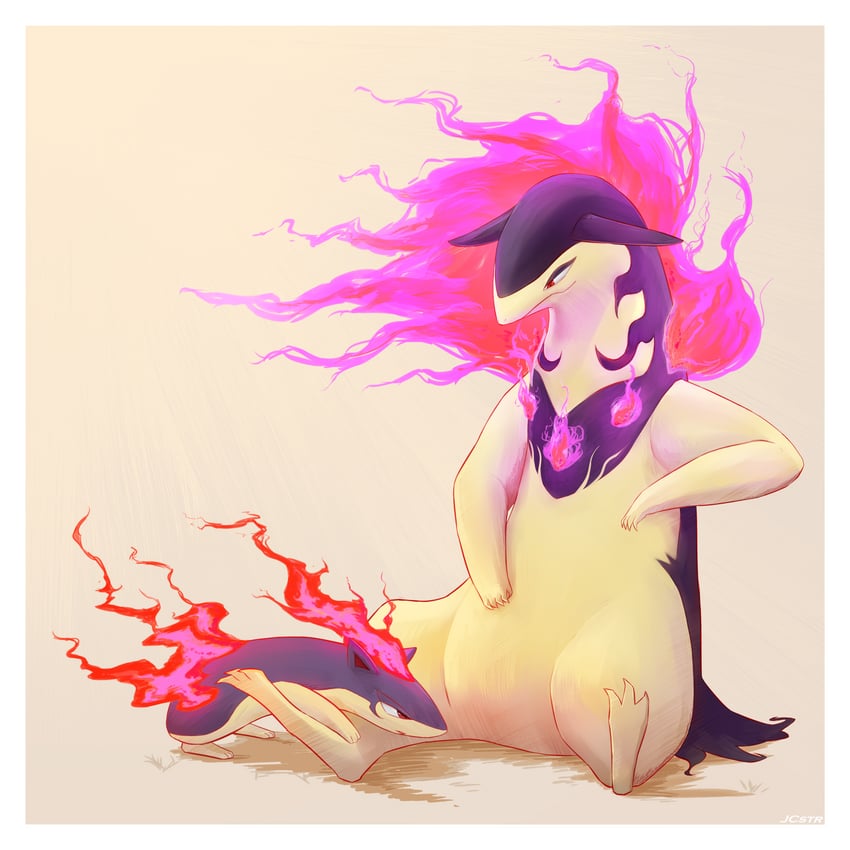 hisuian typhlosion and quilava (pokemon) drawn by jcstr