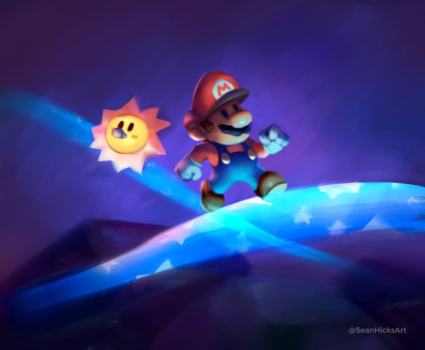 mario, paper mario, and watt (mario and 2 more) drawn by seanhicksart