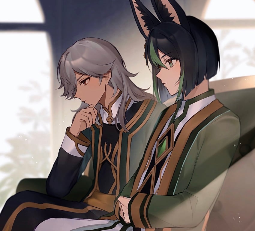 tighnari and cyno (genshin impact) drawn by shin_(mac_no)