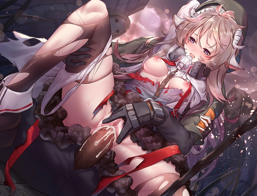eyjafjalla and reunion soldier (arknights) drawn by ten_no_hoshi
