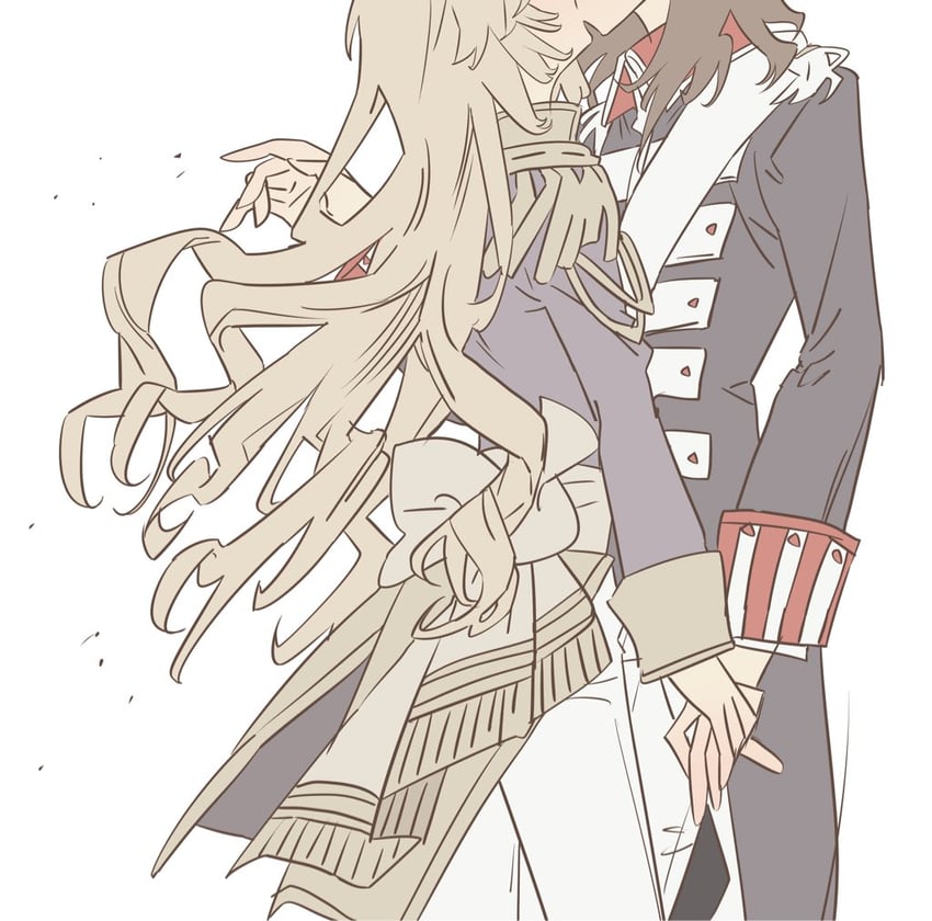 oscar francois de jarjayes and andre grandier (versailles no bara) drawn by meremero