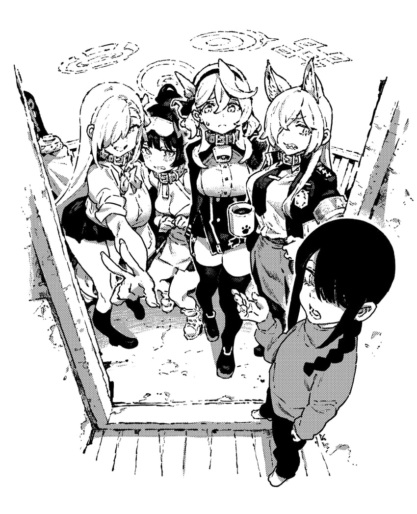 asuna, ako, kanna, hibiki, nayuta, and 1 more (blue archive and 2 more) drawn by ireading