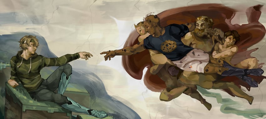 evbo and acookiegod (minecraft and 3 more) drawn by sayne