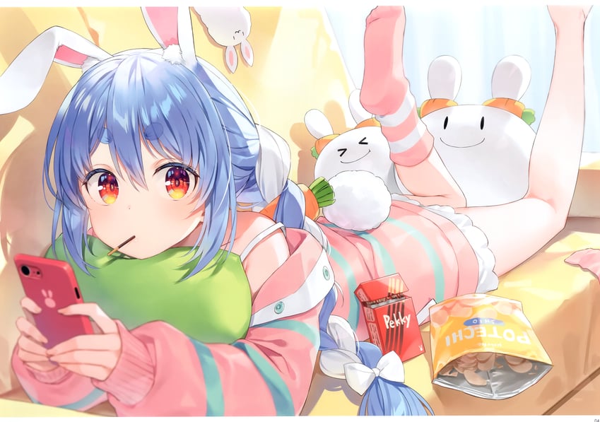 usada pekora, don-chan, and pekomon (hololive) drawn by yuuki_hagure