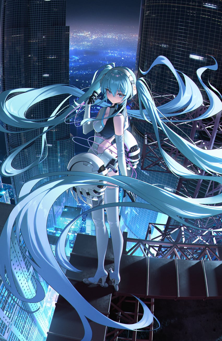 hatsune miku and racing miku (vocaloid and 1 more) drawn by xzu