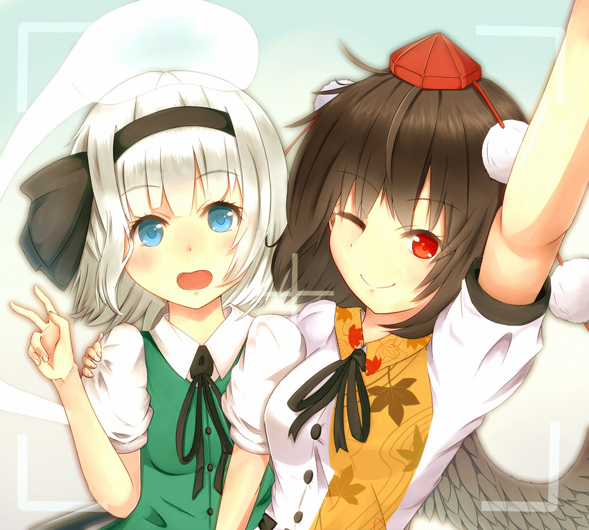 konpaku youmu and shameimaru aya (touhou) drawn by shirua_(s4-42424)