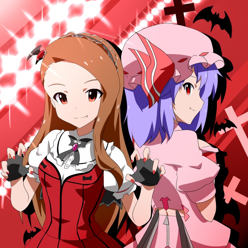 remilia scarlet and minase iori (touhou and 1 more) drawn by fueiku