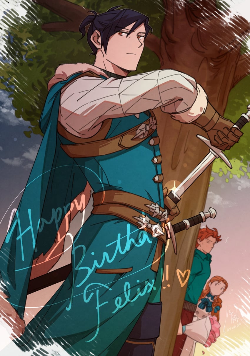 sylvain jose gautier, felix hugo fraldarius, and annette fantine dominic (fire emblem and 1 more) drawn by satodee