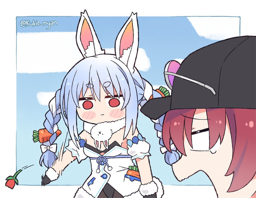 houshou marine and usada pekora (hololive) drawn by kukie-nyan