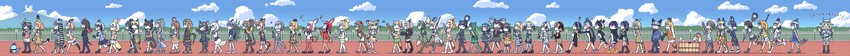 serval, kaban, common raccoon, fennec, shoebill, and 52 more (kemono friends) drawn by hiyashi_macaron