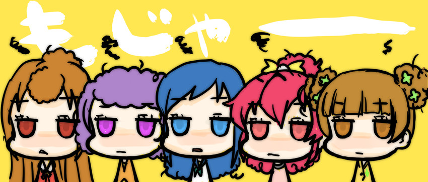 hishikawa rikka, aida mana, kenzaki makoto, yotsuba alice, and madoka aguri (precure and 1 more) drawn by hanimaru_(h@nimaru)