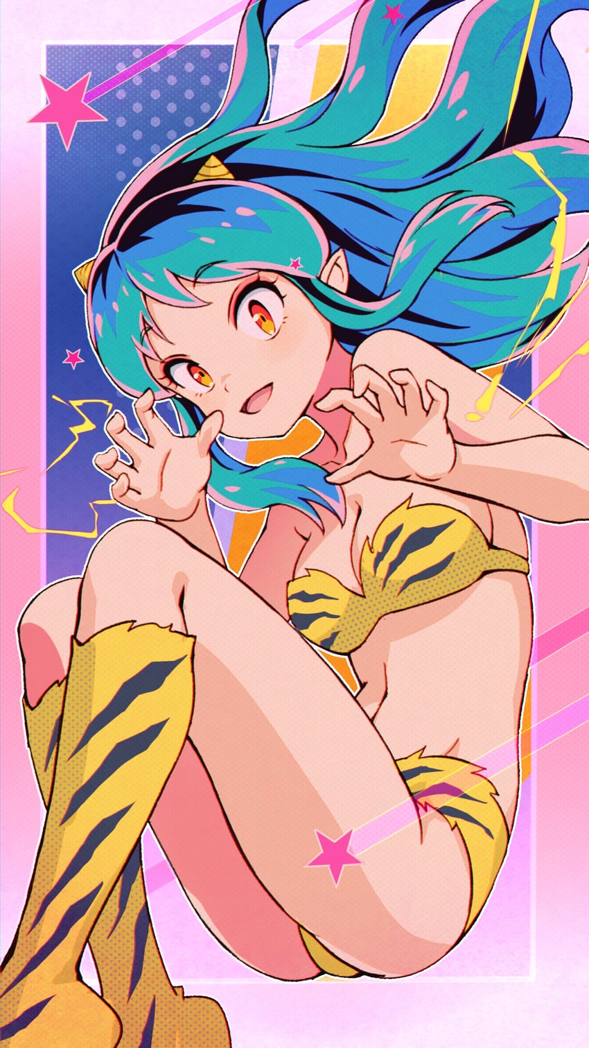lum and mendou shuutarou (urusei yatsura) drawn by nobusawa_osamu