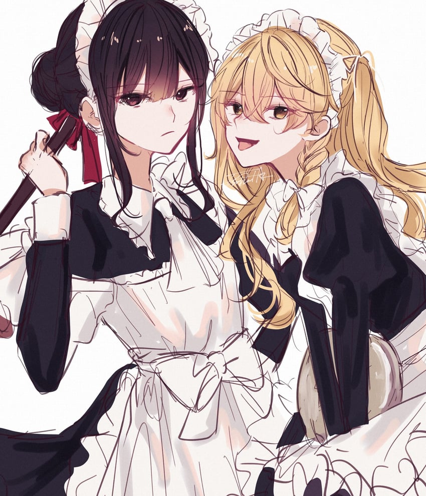 hakurei reimu and kirisame marisa (touhou) drawn by annin_cha