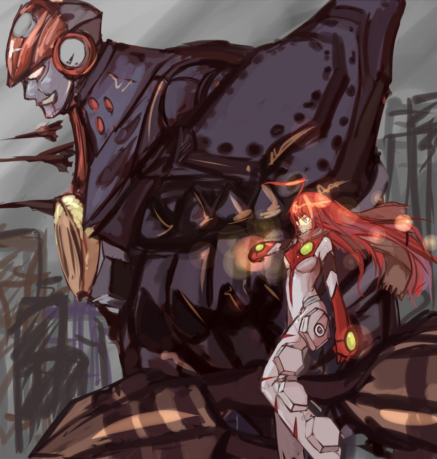 nono, big o, and buster machine 7 (top wo nerae! and 2 more) drawn by panties_(pantsu-pirate)