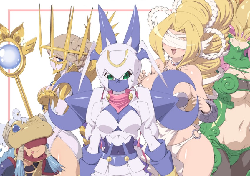 dianamon, venusmon, minervamon, ceresmon medium, olive, and 2 more (digimon) drawn by sasasi