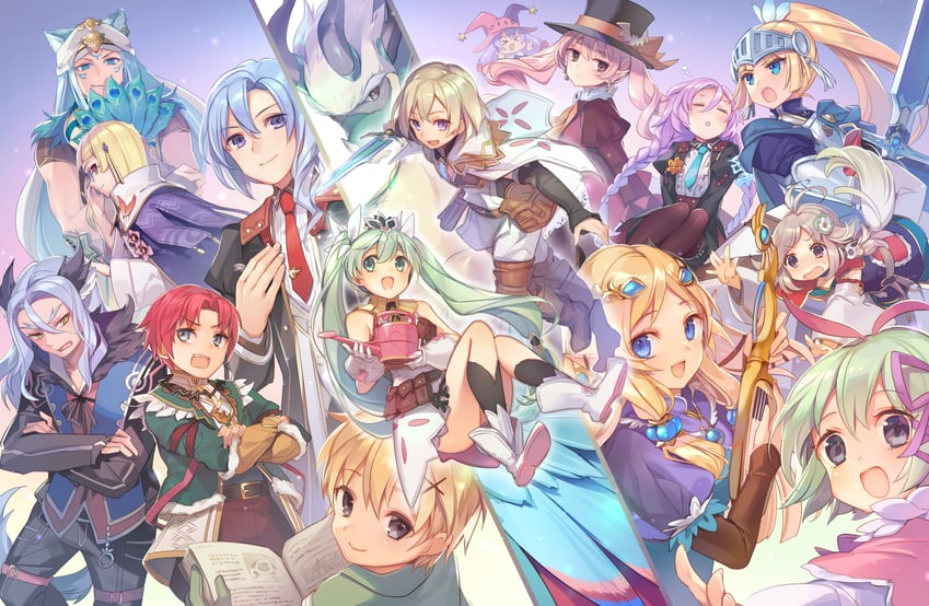 frey, dolce, kohaku, margaret, lest, and 10 more (rune factory and 1 more) drawn by mg_kurino