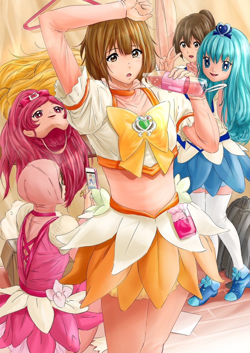 cure marine, cure blossom, and cure sunshine (precure and 1 more) drawn by anigurum