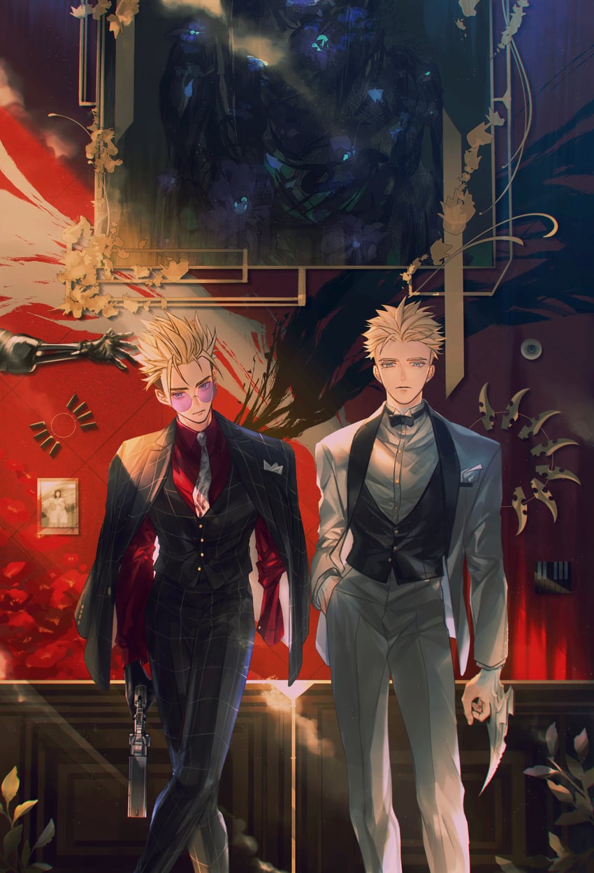 vash the stampede and millions knives (trigun and 1 more) drawn by yakikesen